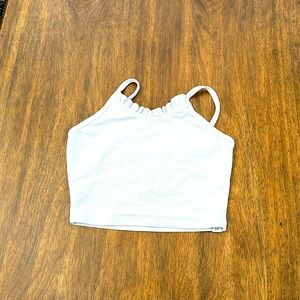 Five Dancewear white small ruffle crop top YXL.